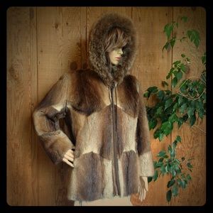 Real Fur Full Pelt Hooded Zip up Coat Jacket